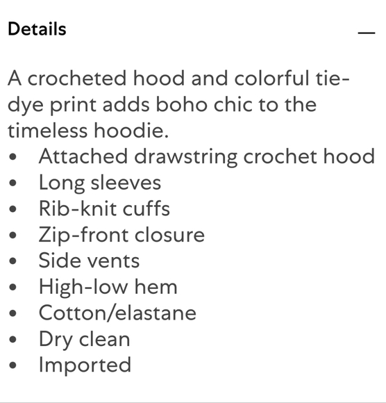 Alice + Olivia Crochet Tie-dye Hoodie sz  XL - Picture 10 of 13